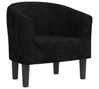 WRJENFSC Fauteuil club noir en velours - Design moderne - 70 x 56 x 68 cm - Avec structure en pin - Fauteuil de salon confortable pour les petits espaces - Pour salon, chambre à coucher, bureau
