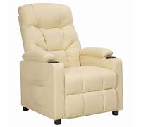 WRJENFSC Fauteuil de relaxation en tissu crème design moderne avec fonction de couchage manuel 73 x 94 x 101,5 cm Confortable et durable pour salon, chambre à coucher et petits espaces