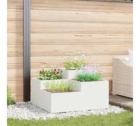 WRJENFSC Grand jardinière surélevée 80 x 80 x 48 cm en Acier Blanc, Design rectangulaire Moderne et Drainage optimisé pour terrasse Jardin et Balcon