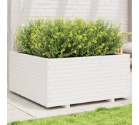 WRJENFSC Jardinière surélevée 100x100x49,5 cm en Bois de pin Massif Blanc pour Potager Balcon extérieur avec Espace généreux pour Plantes aromatiques et Fleurs