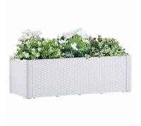 WRJENFSC Jardinière surélevée 100x43x33 cm en polypropylène Blanc Aspect rotin avec système d’arrosage Automatique 90 L pour Balcon terrasse Jardin intérieur