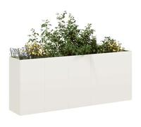 WRJENFSC Jardinière surélevée 200x40x80 cm en Acier laminé à Froid Blanc, bac Potager Exterieur Fond Ouvert, Design Moderne et Robuste pour Balcon Jardin terrasse
