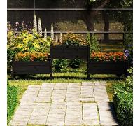 WRJENFSC Jardinière surélevée 245,5x44x75 cm en pin Massif Noir Grands bacs Potager extérieur Design Moderne et Stable pour Balcon terrasse Jardin Salon