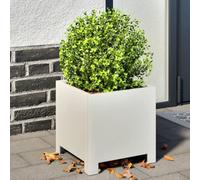 WRJENFSC Jardinière surélevée 30 cm Acier Blanc bac Potager Exterieur avec Fond fermé, Potager Balcon et Jardin Urbain Planche de Culture sans Entretien pour Herbes légumes Fleurs aromatiques