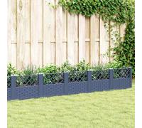 WRJENFSC Jardinière surélevée 363,5x43,5x43,5 cm PP Aspect rotin Bleu Gris, bac Potager extérieur modulaire 20 Panneaux, légère et Robuste pour Balcon terrasse Jardin