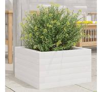 WRJENFSC Jardinière surélevée 40x40x23 cm Blanche en Bois de pin Massif, bac Potager extérieur avec Fond Ouvert pour Un Drainage Optimal, Design Rustique Stable pour Balcon, Jardin et terrasse