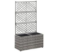 WRJENFSC Jardinière surélevée 58x30x107 cm Gris résine tressée, bac Potager Exterieur avec Treillis intégré et 2 Pots Amovibles 26 cm, Volume généreux pour Balcon terrasse Jardin