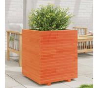 WRJENFSC Jardinière surélevée 60x60x72,5 cm Bois pin Massif Cire Marron Potager Balcon Espace généreux pour légumes Fleurs Robuste et décorative pour Jardin terrasse Patio