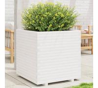WRJENFSC Jardinière surélevée 70x70x72,5 cm Bois de pin Massif Blanc, bac Potager extérieur généreux et Robuste, Style Rustique Moderne pour terrasse Balcon et Jardin