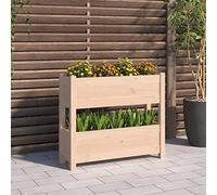 WRJENFSC Jardinière surélevée 77x25x66 cm en pin Massif Non traité, bac Potager extérieur avec 2 Grands bacs à Fleurs, Cadre Robuste et Design Rustique pour Balcon Jardin terrasse