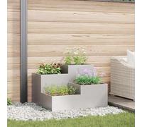 WRJENFSC Jardinière surélevée 80 x 80 x 60 cm en Acier Inoxydable Argent, bac Potager extérieur Moderne avec Fond Ouvert pour Un Drainage Optimal, Design Minimaliste pour terrasse et Balcon