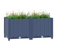 WRJENFSC Jardinière Surélevée 80x40x38 cm en Polypropylène Bleu Gris, Bac Potager Robuste pour Balcon Terrasse Jardin, Grands Pots de Fleurs Extérieur avec Design Moderne pour Cultiver Herbes Légumes