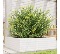 WRJENFSC Jardinière surélevée 80x80x23 cm en pin Massif Blanc, bac Potager extérieur avec Fond Ouvert pour Drainage Optimal, Design Rustique et Grand Volume, pour Balcon terrasse et Jardin