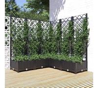 WRJENFSC Jardinière surélevée avec Treillis 120x120x121,5 cm PP Noir, bac Potager extérieur Robuste pour Balcon terrasse Potager Urbain
