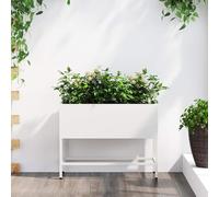 WRJENFSC Jardinière surélevée Blanche 60x26x45 cm en Acier, bac Potager Moderne avec Design rectangulaire, Anti-UV et Facile à Monter, idéal pour Balcon terrasse Jardin