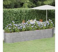 WRJENFSC Jardinière surélevée en Acier galvanisé argenté 368×80×68 cm bac Potager Ovale Robuste et résistante à la Corrosion pour Balcon terrasse Jardin