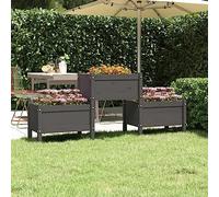 WRJENFSC Jardinière surélevée Gris 178,5x44x75 cm Bois de pin Massif Cadre Stable 3 bacs Potager surélevé Design Pratique pour Balcon terrasse Salon