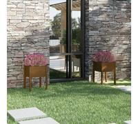 WRJENFSC Jardinières Hautes 50x50x70 cm en pin Massif, Lot de 2 potagers surélevés Marron Miel, jardinières extérieur Robustes pour Balcon, terrasse et Jardin