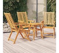 WRJENFSC Lot 3 chaises de Jardin inclinables Acacia Massif huilé 57 x 72 cm Dossier réglable 5 Positions Motif Chevron 110 kg Salon terrasse Balcon