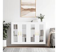 WRJENFSC Lot de 2 armoires murales - Blanc - 69,5 x 34 x 90 cm - En matériau dérivé du bois avec porte en verre - Buffet moderne avec fonction vitrine - Polyvalent comme armoire de cuisine ou meuble