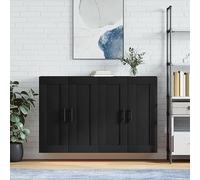WRJENFSC Lot de 2 armoires murales en bois noir 69,5 x 34 x 90 cm avec cadre en fer, armoires suspendues peu encombrantes comme buffet de salon et armoire de cuisine pour couloir, chambre à coucher