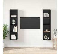WRJENFSC Lot de 2 armoires TV murales noires - 37 x 37 x 142,5 cm - En matériau dérivé du bois - Moderne - Avec étagères - Buffet peu encombrant - Pour petit salon, bureau, couloir