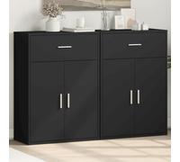 WRJENFSC Lot de 2 buffets de salon - Noir - 60 x 30 x 84 cm - En matériau dérivé du bois avec design moderne et grand espace de rangement - Robuste et polyvalent - Pour salon, couloir, chambre à