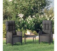 WRJENFSC Lot de 2 chaises de Jardin Exterieur en résine tressée 57 x 62,5 x 109 cm accoudoirs ergonomiques Coussin 3 cm Noir Robuste pour terrasse Balcon Camping