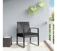 WRJENFSC Lot de 2 Chaises de Jardin Gris Anthracite Résine Tressée 54,5x57x77,5 cm Cadre Acier Poudré Coussin Polyester 110 kg pour Terrasse Balcon Camping Maison