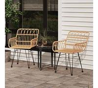 WRJENFSC Lot de 2 Chaises de Jardin Résine Tressée 56x64x80 cm Accoudoirs en PE Rotin Cadre Acier Pliable Confortable et Robuste pour Balcon Terrasse Extérieure