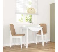 WRJENFSC Lot de 2 Chaises de Salle à Manger en Bois d'hévéa Massif Blanc et Marron 43 x 56 x 86,5 cm avec Coussins en Polyester Mousse Confortables Design Ergonomique pour Cuisine Salon et Chambre