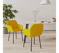 WRJENFSC Lot de 2 Chaises de Salle à Manger Jaune Velours Design Moderne avec Accoudoirs Ergonomiques Structure Métal Contreplaqué 54x59x76 cm Robuste pour Cuisine Salon et Bureau