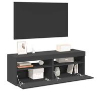 WRJENFSC Lot de 2 meubles TV bas avec éclairage LED RVB - Gris - 60 x 35 x 40 cm - Meuble TV pour salon avec design moderne et espace de rangement