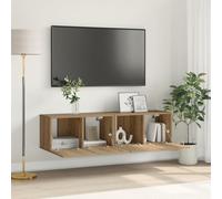 WRJENFSC Lot de 2 meubles TV, en chêne artisanal, en MDF, montage mural, marron, rectangulaires, 30 cm, pour salon