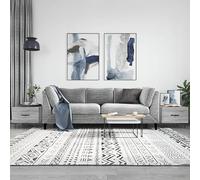 WRJENFSC Lot de 2 tables basses - Gris Sonoma - 50 x 50 x 40 cm - Avec tiroir et pieds en fer - Table d'appoint robuste avec espace de rangement - Pour salon, chambre à coucher ou couloir