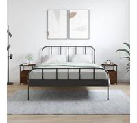 WRJENFSC Lot de 2 tables de chevet en chêne marron - 34 x 35,5 x 50 cm - Cadre en fer avec mécanisme de nivellement