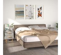 WRJENFSC Lot de 2 tables de chevet - Gris béton - 40 x 35 x 47,5 cm - 2 tiroirs en bois et pieds en eucalyptus - Design scandinave - Espace de rangement pour chambre à coucher et salon