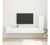 WRJENFSC Lot de 3 meubles TV muraux - Blanc brillant - 30 x 31 x 100 cm - Design moderne avec espace de rangement - Pour salon, chambre à coucher, couloir