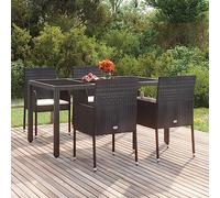 WRJENFSC Lot de 4 chaises de Jardin en résine tressée Noir 48 x 55 x 88 cm avec Coussin crème, Armatures Acier poudré Robustes, Confort Fauteuil Exterieur terrasse Balcon Camping