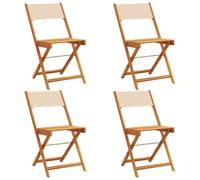 WRJENFSC Lot de 4 chaises de jardin pliantes - Beige - 41 x 52,5 x 80 cm - En bois massif d'acacia - Chaise de camping d'extérieur avec accoudoirs - Pliable et peu encombrante - Pour balcon, terrasse