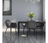 WRJENFSC Lot de 4 chaises de Salle à Manger Gris Anthracite en polypropylène résistant avec Dossier incurvé et Pieds métal 64 x 59 x 84 cm Empilables pour Cuisine Salle Salon