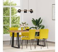 WRJENFSC Lot de 4 chaises Salle à Manger Jaune Velours, 45 x 54 x 83 cm, métal et Bois, Assise 47 cm, Dossier rembourré, Design Moderne, Robustes et Confortables pour Cuisine Salon Chambre