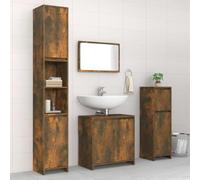 WRJENFSC Lot de 4 meubles de salle de bain - En bois de chêne fumé - 60 x 33 x 183,5 cm - Grand espace de rangement - Design moderne - Robuste et durable - Pour petites et grandes salles de bain