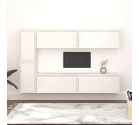 WRJENFSC Lot de 6 armoires télé, blanches, en pin massif, 4 x 80 x 30 x 35 cm et 2 x 30 x 30 x 60 cm, pour salon, à suspendre, avec design robuste