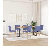WRJENFSC Lot de 6 chaises de salle à manger - Bleu jean - 45 x 54 x 86 cm - Housse en tissu - Structure en métal et bois - Design moderne - Robuste et confortable - Pour salle à manger, cuisine, salon