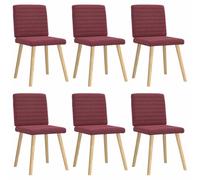 WRJENFSC Lot de 6 Chaises Salle à Manger Rouge Bordeaux, Tissu 100% Polyester & Bois d'Hévéa, Assise Rembourrée 47,5 cm, Structure Métal/Contreplaqué, 45x54x86 cm, Design Élégant pour Cuisine Salon