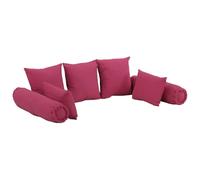 WRJENFSC Lot de 7 coussins décoratifs rose - Coussins de canapé avec rembourrage 100 % coton - Ensemble de coussins décoratifs pour canapé, salon, 3 carrés, 2 rectangulaires, 2 coussins cylindriques