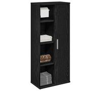 WRJENFSC Meuble Salle de Bain Noir 39x22x90 cm, Bois d'ingénierie, Placard avec Porte-Rouleau, Espace Ouvert/fermé, Montage réglable, Style Moderne