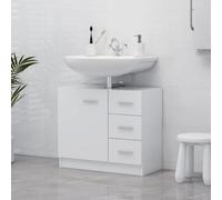 WRJENFSC Meuble sous-lavabo, blanc, 63 x 30 x 54 cm, en matériau dérivé du bois, avec 3 tiroirs, peu encombrant, avec lignes modernes, pour petites salles de bains, toilettes d'invités et couloir