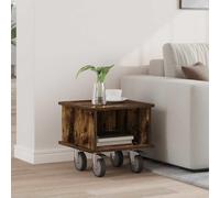 WRJENFSC Meuble TV - 37 x 35 x 35 cm - En chêne fumé - Design moderne avec plusieurs compartiments pour gestion des câbles - Table basse - Meuble TV bas pour salon, couloir, chambre à coucher